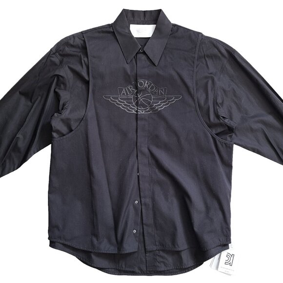 NEW Jordan Nike Air Long Sleeve Snap Button Shirt Jacket Medium Cotton $590 - Picture 1 of 13